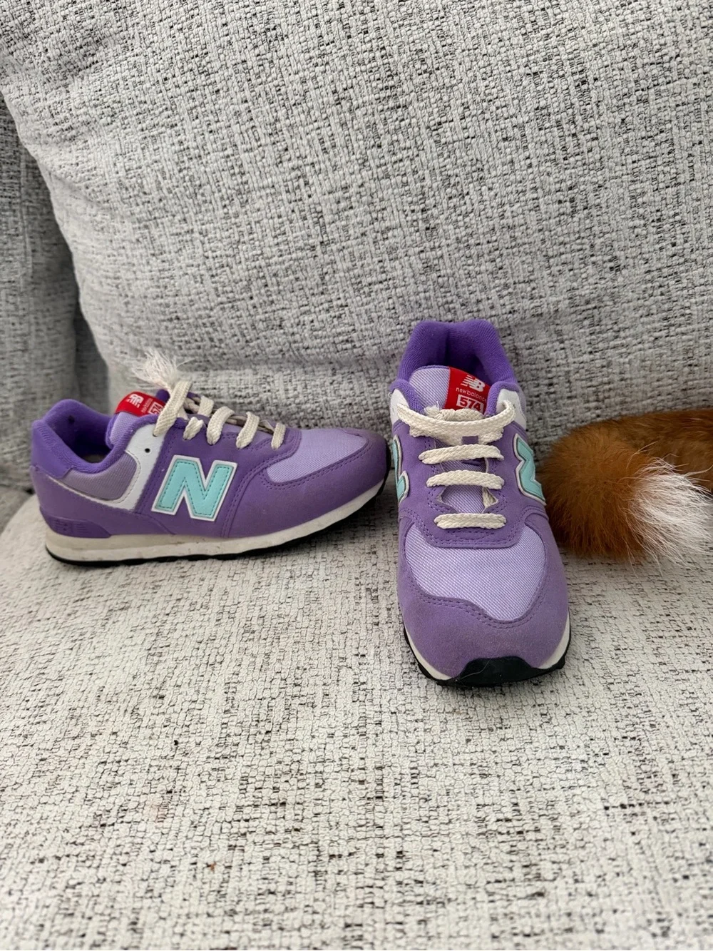 New Balance Kids Purple Sneakers with Aqua N Logo